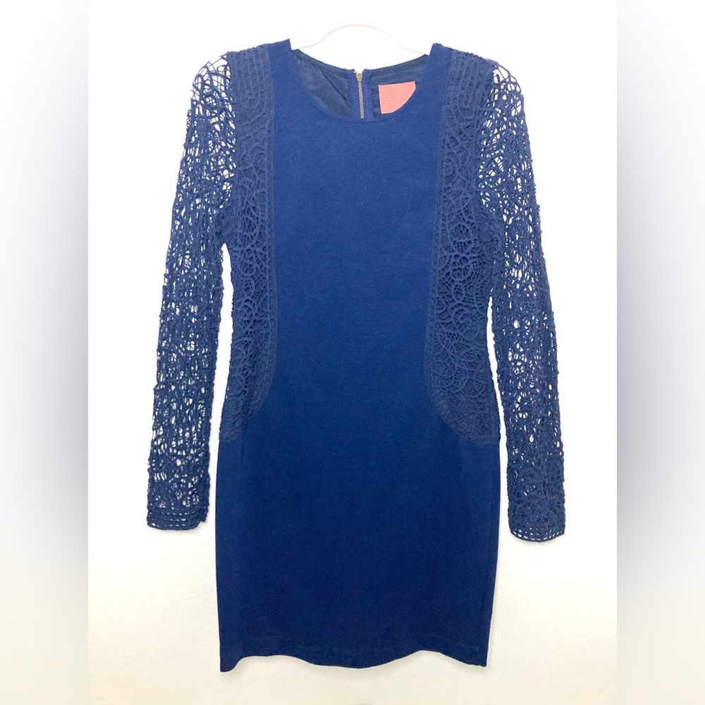 Madeline Deep Blue Lace Long Sleeve Dress